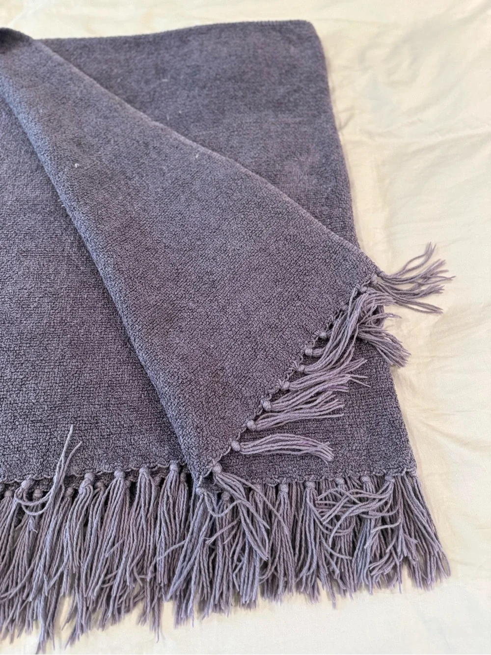 Pottery Barn Chenille Fringe Throw Blanket – Dusty Purple/Slate, 50x56